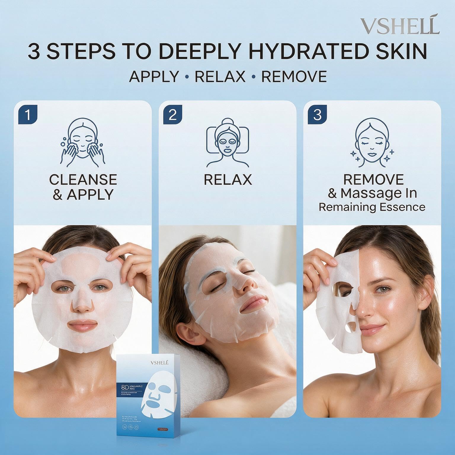 Amazon.com : VSHELL Hyaluronic Acid Face Sheet Mask – Hydrating